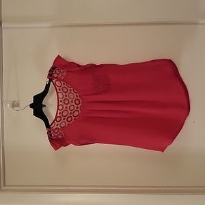 Pre-owned Fuschia Lace Top Shortsleeve (Sz S)